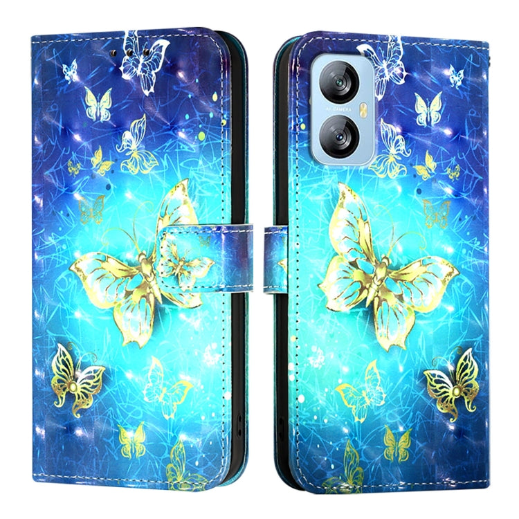 For Blackview A52 3D Painting Horizontal Flip Leather Phone Case(Golden Butterfly)