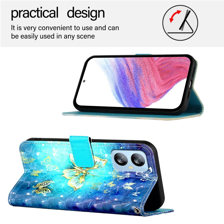For Blackview A52 3D Painting Horizontal Flip Leather Phone Case(Golden Butterfly)