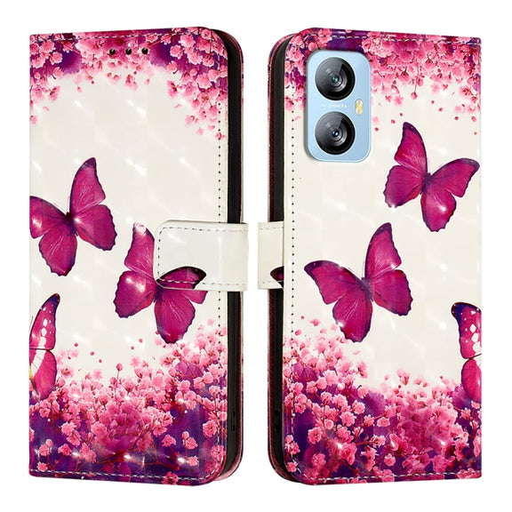 For Blackview A52 3D Painting Horizontal Flip Leather Phone Case(Rose Butterfly)