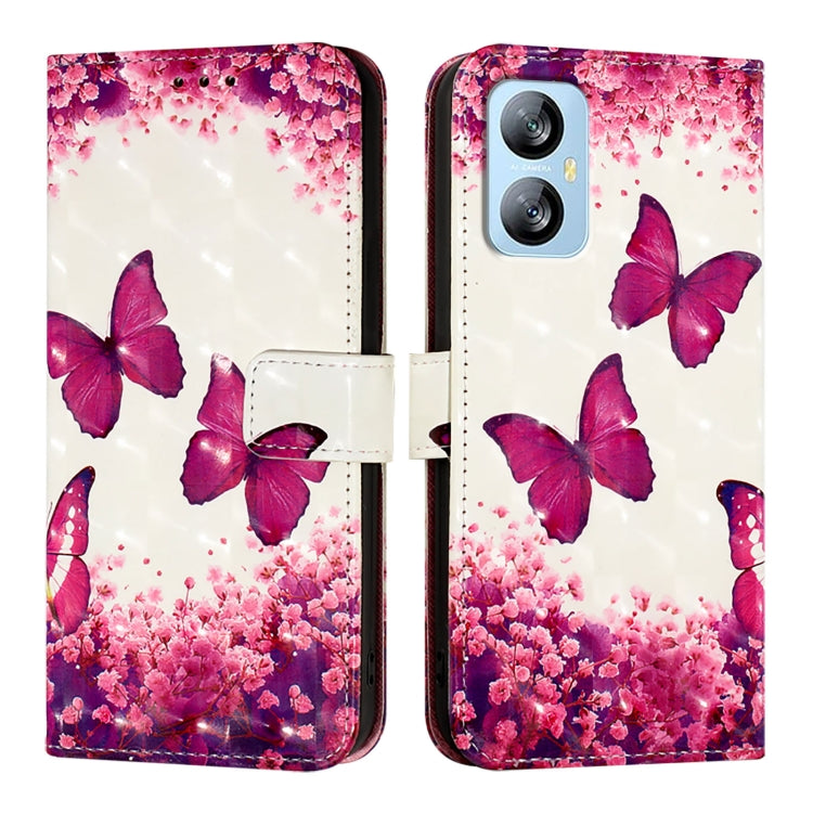 For Blackview A52 3D Painting Horizontal Flip Leather Phone Case(Rose Butterfly)