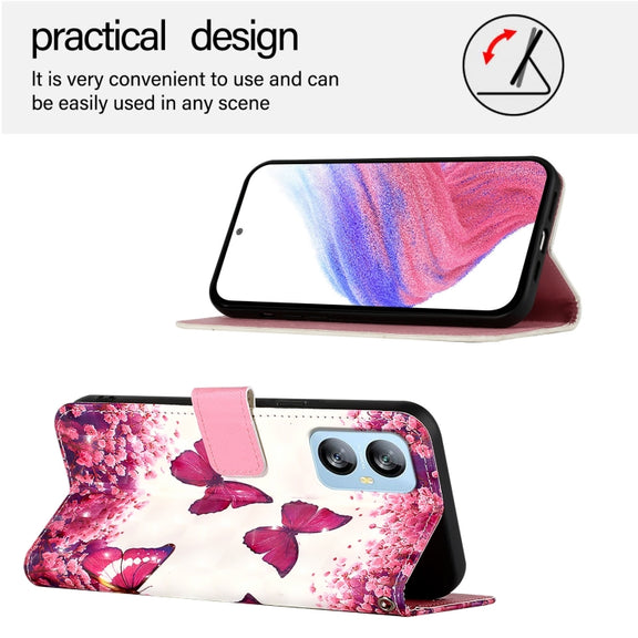 For Blackview A52 3D Painting Horizontal Flip Leather Phone Case(Rose Butterfly)