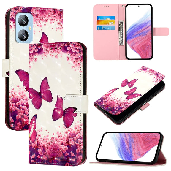 For Blackview A52 3D Painting Horizontal Flip Leather Phone Case(Rose Butterfly)