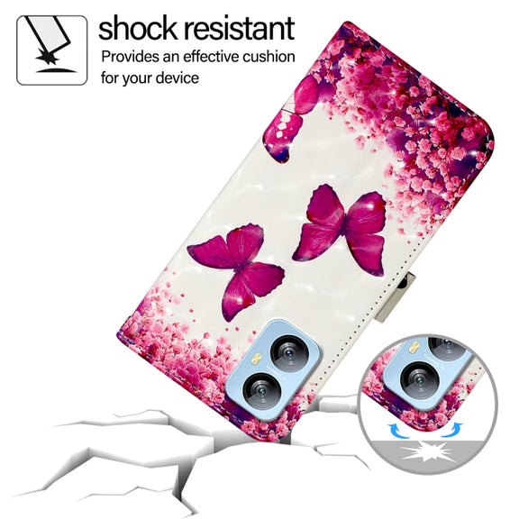 For Blackview A52 3D Painting Horizontal Flip Leather Phone Case(Rose Butterfly)