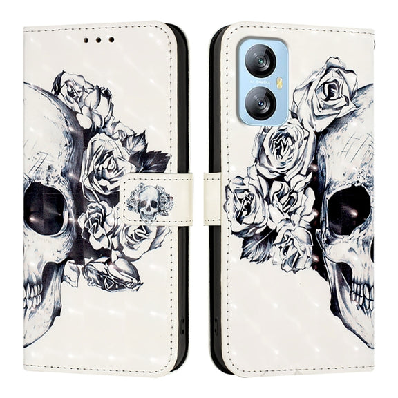 For Blackview A52 3D Painting Horizontal Flip Leather Phone Case(Skull)