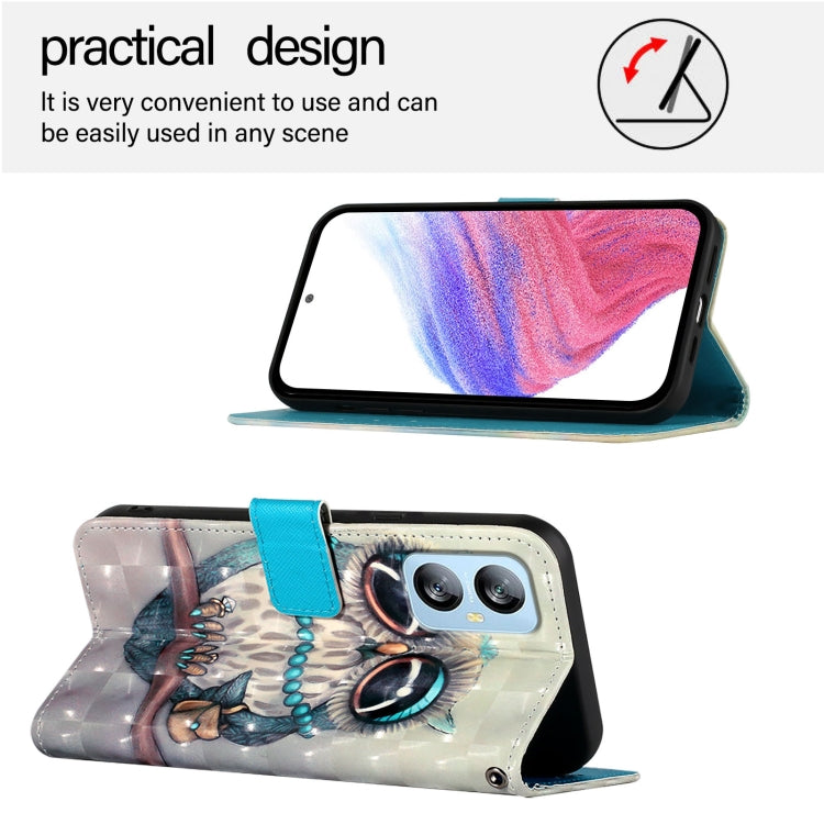 For Blackview A52 3D Painting Horizontal Flip Leather Phone Case(Grey Owl)