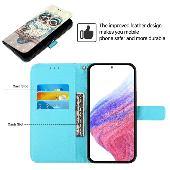 For Blackview A52 3D Painting Horizontal Flip Leather Phone Case(Grey Owl)