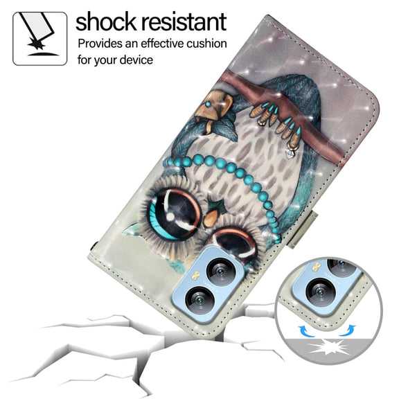 For Blackview A52 3D Painting Horizontal Flip Leather Phone Case(Grey Owl)