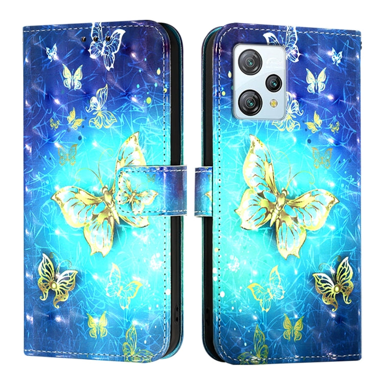 For Blackview A53 3D Painting Horizontal Flip Leather Phone Case(Golden Butterfly)