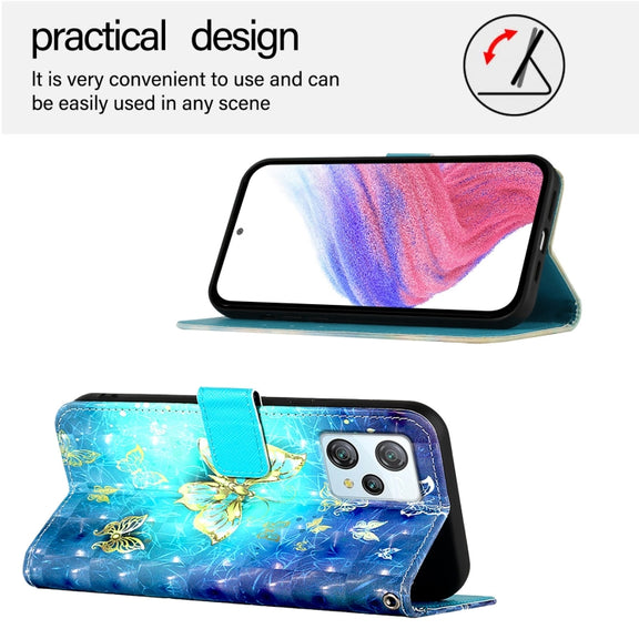 For Blackview A53 3D Painting Horizontal Flip Leather Phone Case(Golden Butterfly)