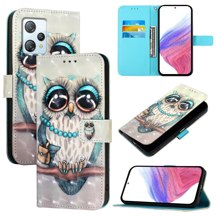 For Blackview A53 3D Painting Horizontal Flip Leather Phone Case(Grey Owl)