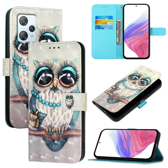 For Blackview A53 3D Painting Horizontal Flip Leather Phone Case(Grey Owl)