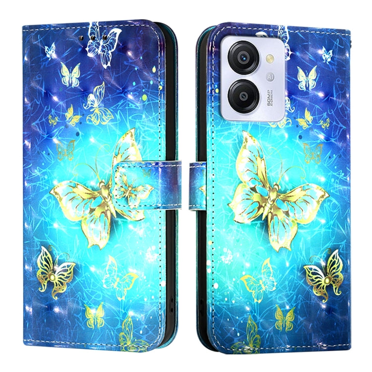 For Blackview Color 8 3D Painting Horizontal Flip Leather Phone Case(Golden Butterfly)