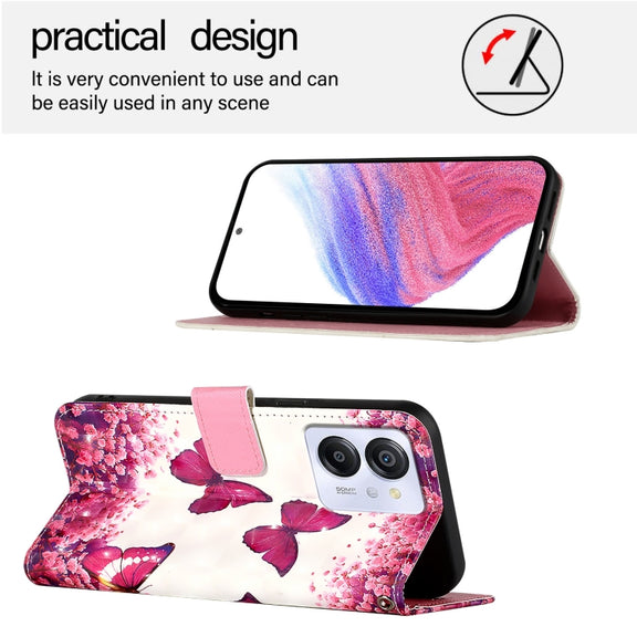 For Blackview Color 8 3D Painting Horizontal Flip Leather Phone Case(Rose Butterfly)