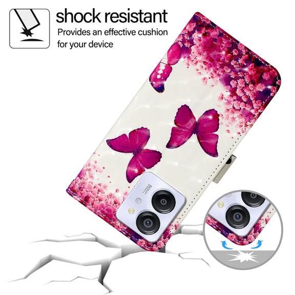 For Blackview Color 8 3D Painting Horizontal Flip Leather Phone Case(Rose Butterfly)