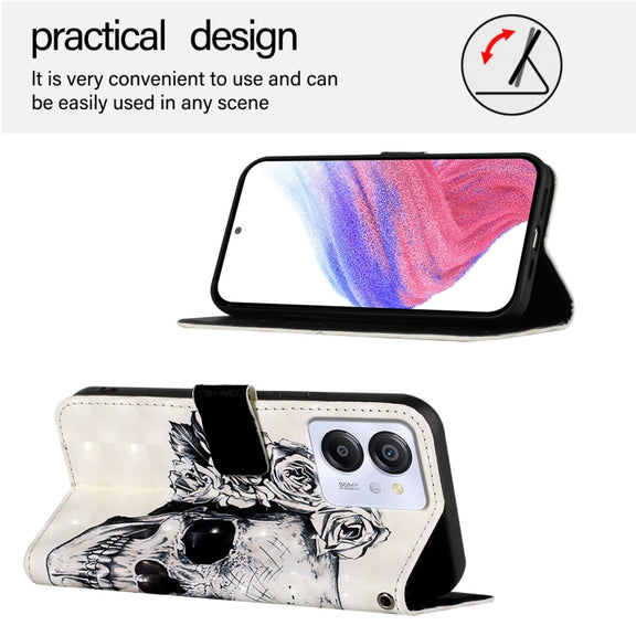 For Blackview Color 8 3D Painting Horizontal Flip Leather Phone Case(Skull)
