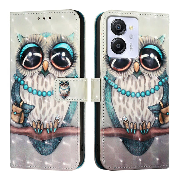 For Blackview Color 8 3D Painting Horizontal Flip Leather Phone Case(Grey Owl)