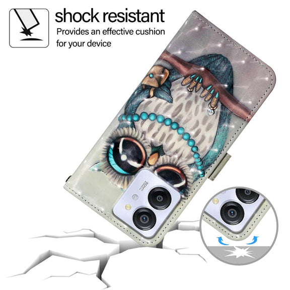 For Blackview Color 8 3D Painting Horizontal Flip Leather Phone Case(Grey Owl)