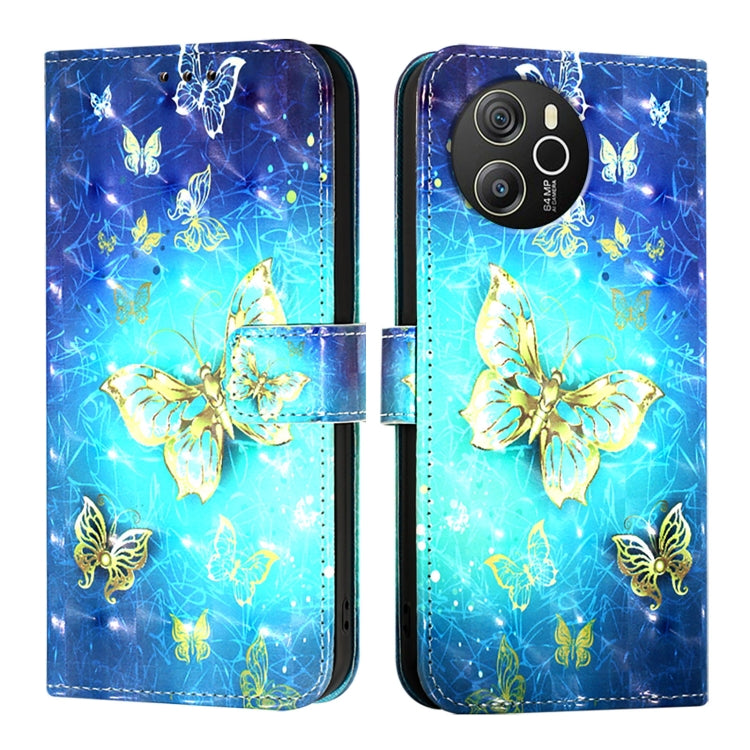 For Blackview Shark 8 3D Painting Horizontal Flip Leather Phone Case(Golden Butterfly)