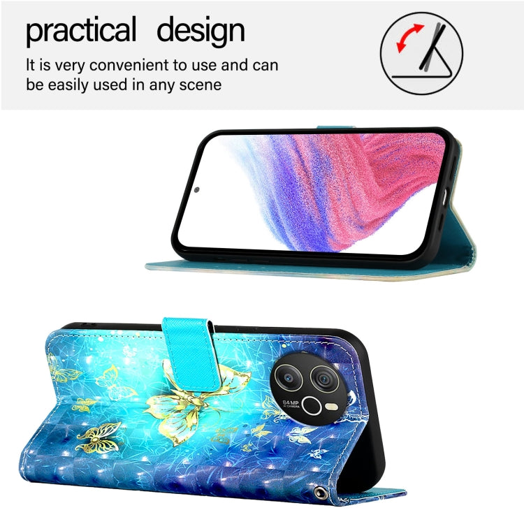 For Blackview Shark 8 3D Painting Horizontal Flip Leather Phone Case(Golden Butterfly)