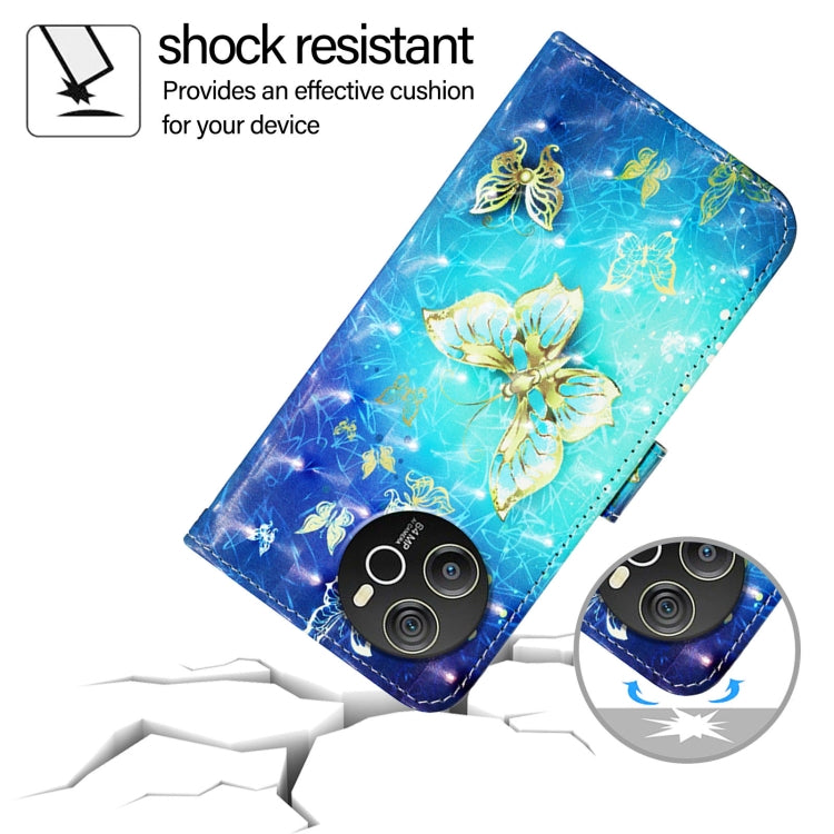 For Blackview Shark 8 3D Painting Horizontal Flip Leather Phone Case(Golden Butterfly)