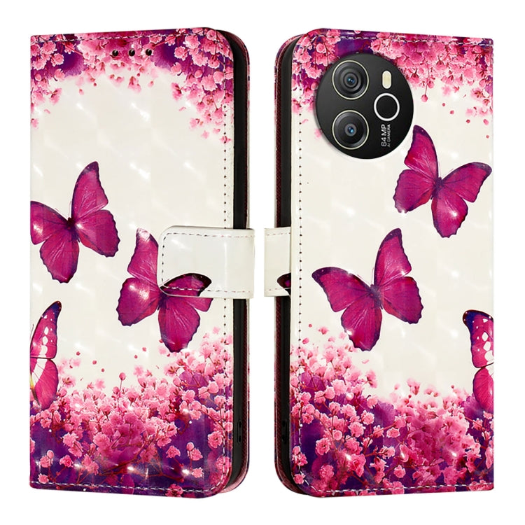 For Blackview Shark 8 3D Painting Horizontal Flip Leather Phone Case(Rose Butterfly)
