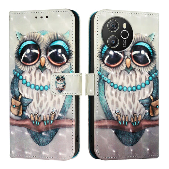 For Blackview Shark 8 3D Painting Horizontal Flip Leather Phone Case(Grey Owl)