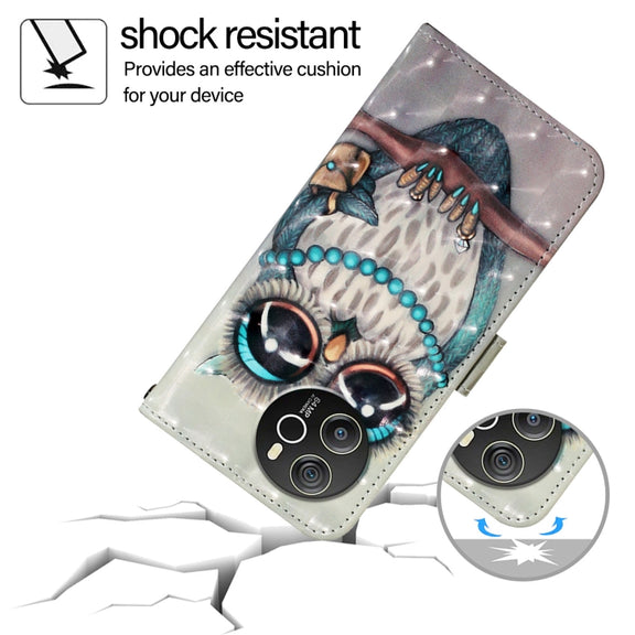 For Blackview Shark 8 3D Painting Horizontal Flip Leather Phone Case(Grey Owl)
