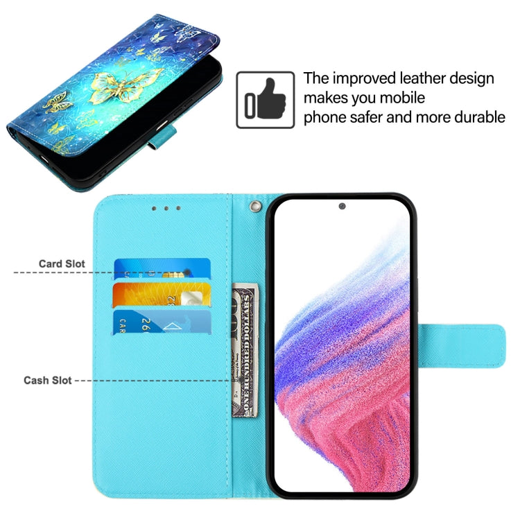 For Blackview Wave 6C 3D Painting Horizontal Flip Leather Phone Case(Golden Butterfly)