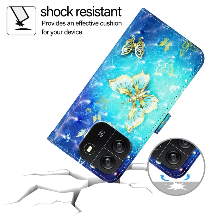 For Blackview Wave 6C 3D Painting Horizontal Flip Leather Phone Case(Golden Butterfly)