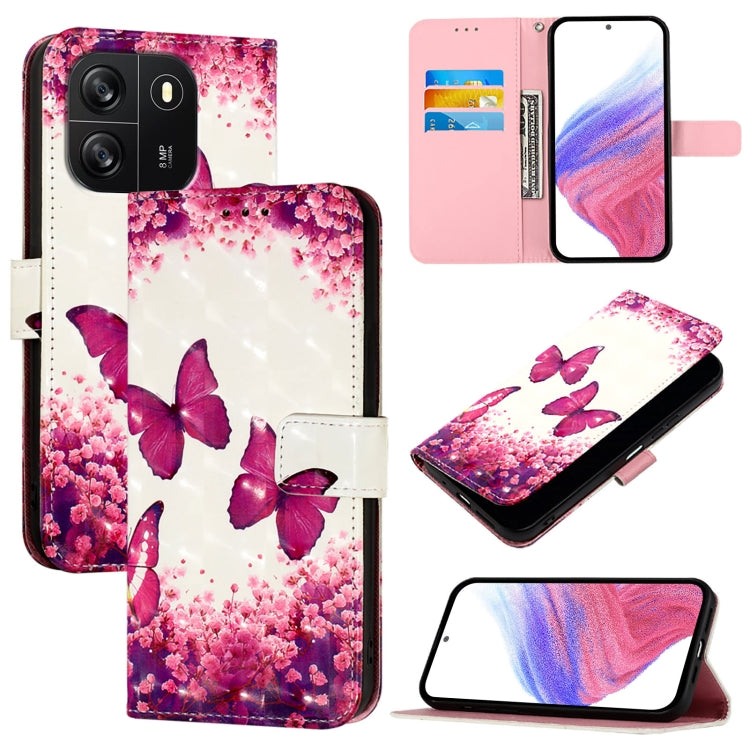 For Blackview Wave 6C 3D Painting Horizontal Flip Leather Phone Case(Rose Butterfly)