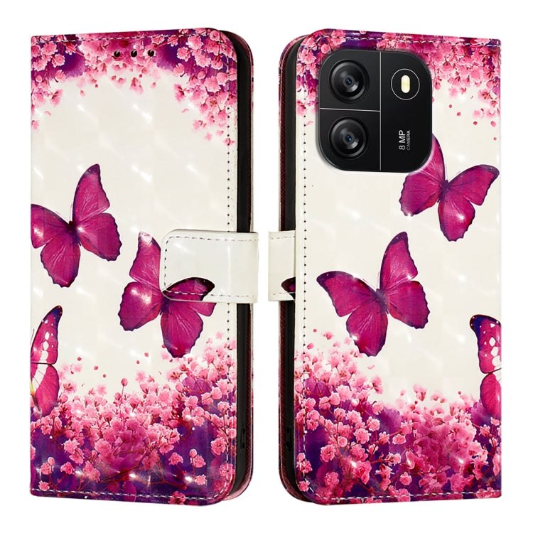 For Blackview Wave 6C 3D Painting Horizontal Flip Leather Phone Case(Rose Butterfly)