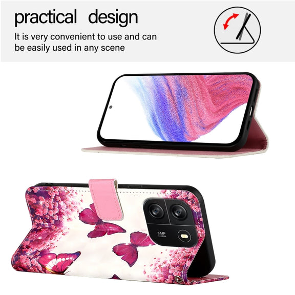 For Blackview Wave 6C 3D Painting Horizontal Flip Leather Phone Case(Rose Butterfly)