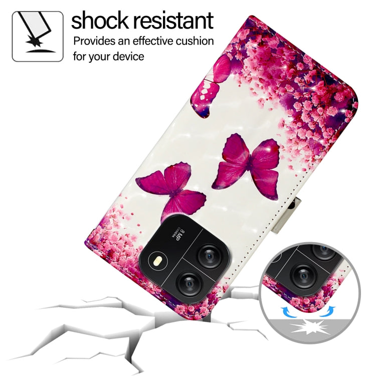 For Blackview Wave 6C 3D Painting Horizontal Flip Leather Phone Case(Rose Butterfly)