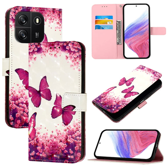 For Blackview Wave 6C 3D Painting Horizontal Flip Leather Phone Case(Rose Butterfly)