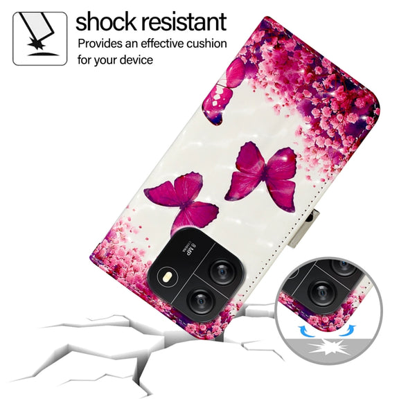 For Blackview Wave 6C 3D Painting Horizontal Flip Leather Phone Case(Rose Butterfly)