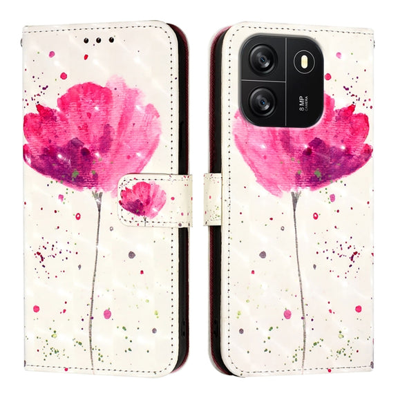 For Blackview Wave 6C 3D Painting Horizontal Flip Leather Phone Case(Flower)