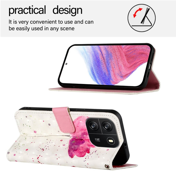 For Blackview Wave 6C 3D Painting Horizontal Flip Leather Phone Case(Flower)