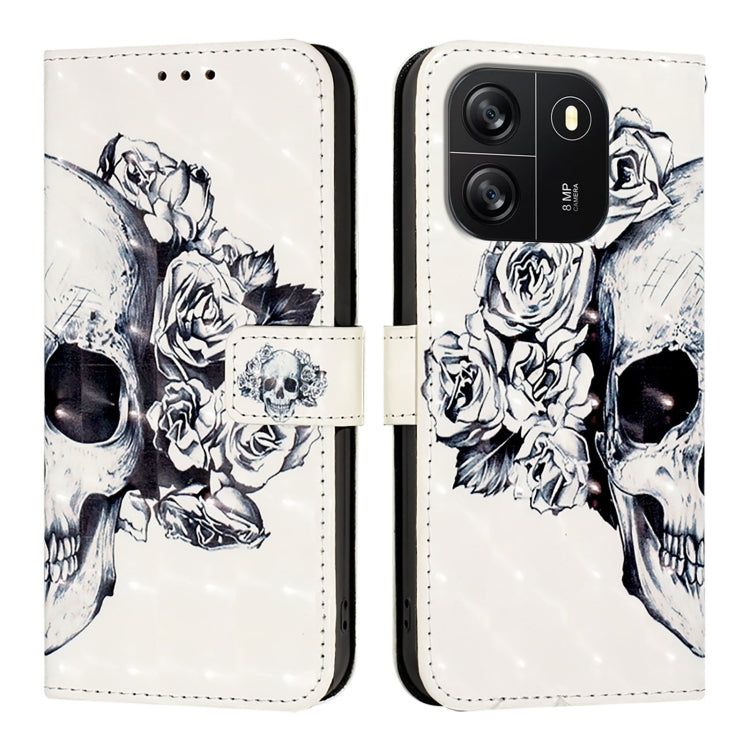 For Blackview Wave 6C 3D Painting Horizontal Flip Leather Phone Case(Skull)