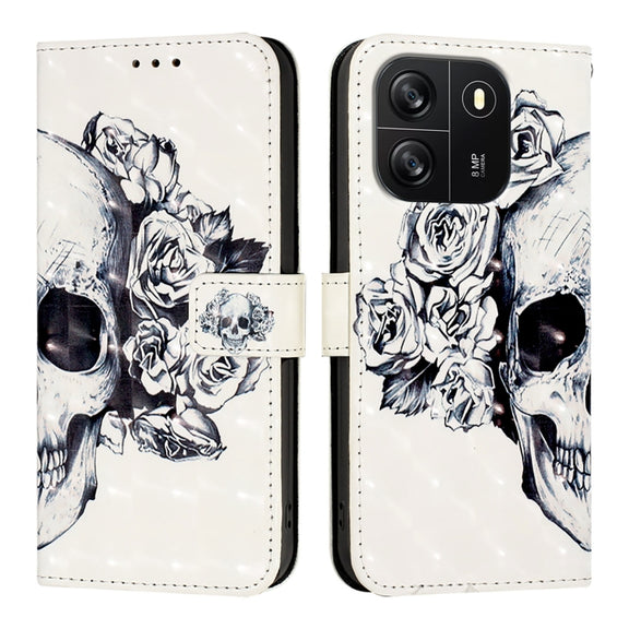 For Blackview Wave 6C 3D Painting Horizontal Flip Leather Phone Case(Skull)