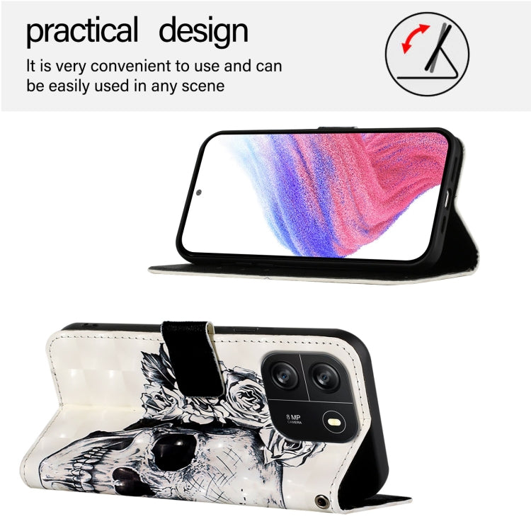 For Blackview Wave 6C 3D Painting Horizontal Flip Leather Phone Case(Skull)