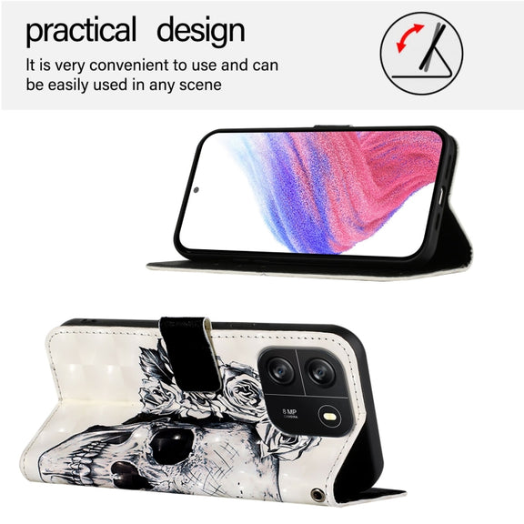 For Blackview Wave 6C 3D Painting Horizontal Flip Leather Phone Case(Skull)