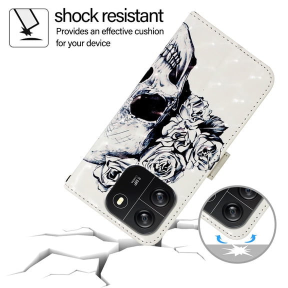 For Blackview Wave 6C 3D Painting Horizontal Flip Leather Phone Case(Skull)