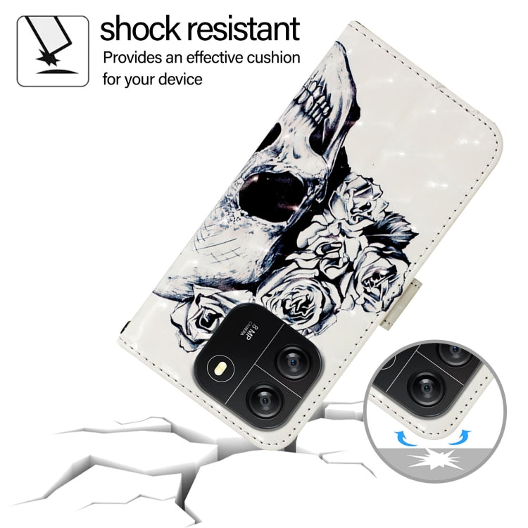For Blackview Wave 6C 3D Painting Horizontal Flip Leather Phone Case(Skull)