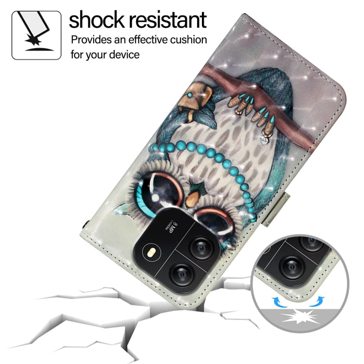 For Blackview Wave 6C 3D Painting Horizontal Flip Leather Phone Case(Grey Owl)