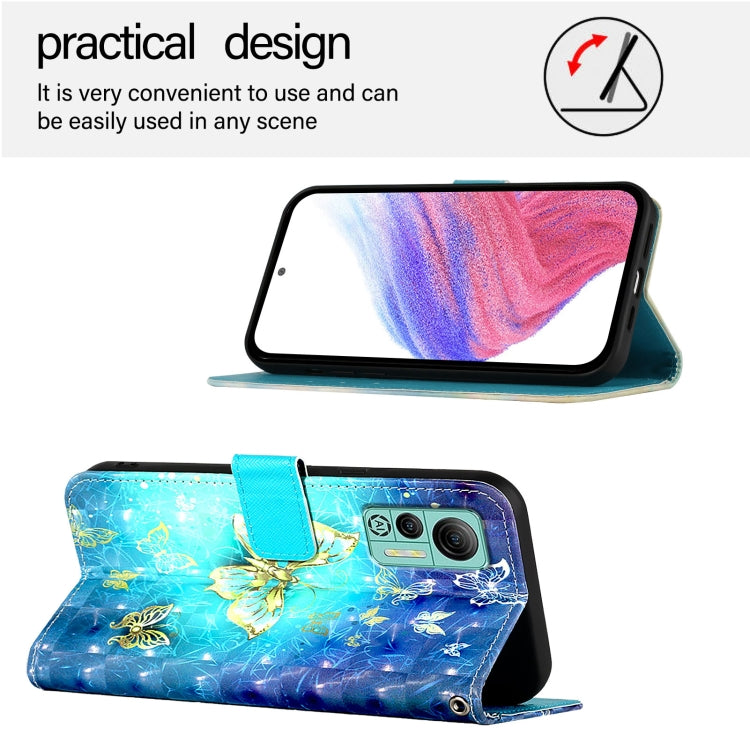 For Ulefone Note 14 3D Painting Horizontal Flip Leather Phone Case(Golden Butterfly)