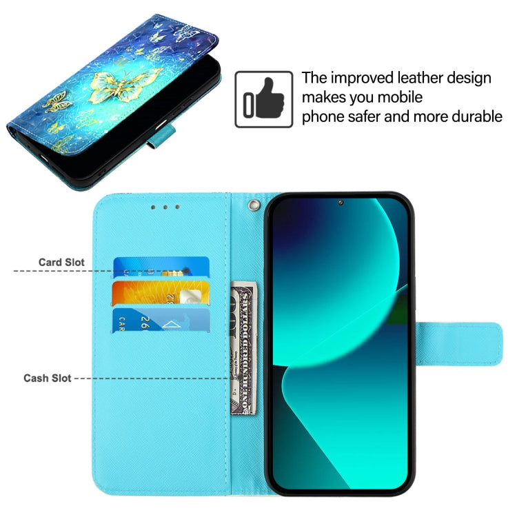 For Google Pixel 9 3D Painting Horizontal Flip Leather Phone Case(Golden Butterfly)