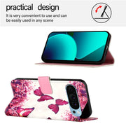 For Google Pixel 9 3D Painting Horizontal Flip Leather Phone Case(Rose Butterfly)