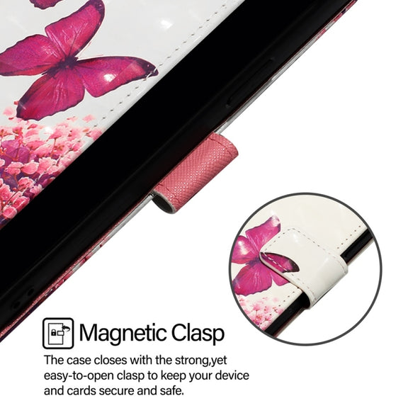 For Google Pixel 9 3D Painting Horizontal Flip Leather Phone Case(Rose Butterfly)