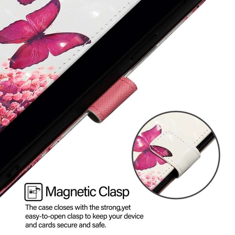 For Google Pixel 9 3D Painting Horizontal Flip Leather Phone Case(Rose Butterfly)