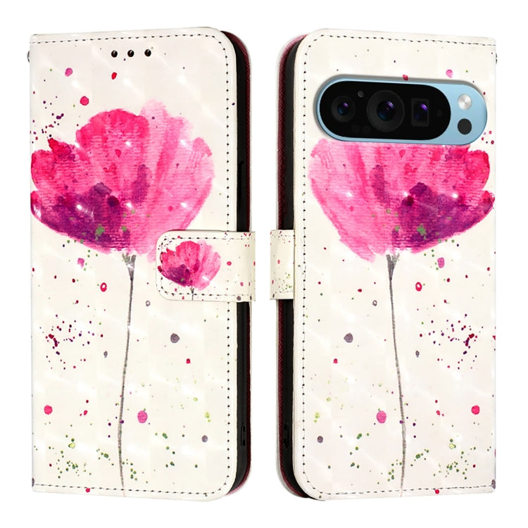 For Google Pixel 9 3D Painting Horizontal Flip Leather Phone Case(Flower)